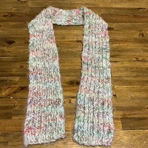 Women's scarf, colors grey, purple, pink, green, length 59”. hand-knitted.